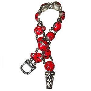 Red and Silver Beaded Bracelet